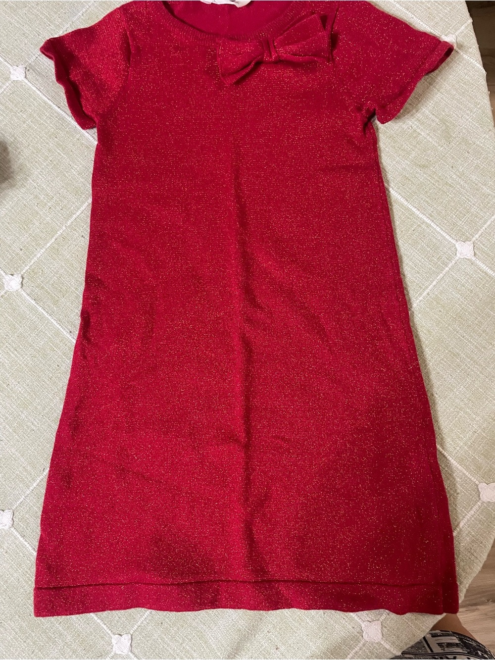 H&M Red Glitter Bow Knit Dress for Girls